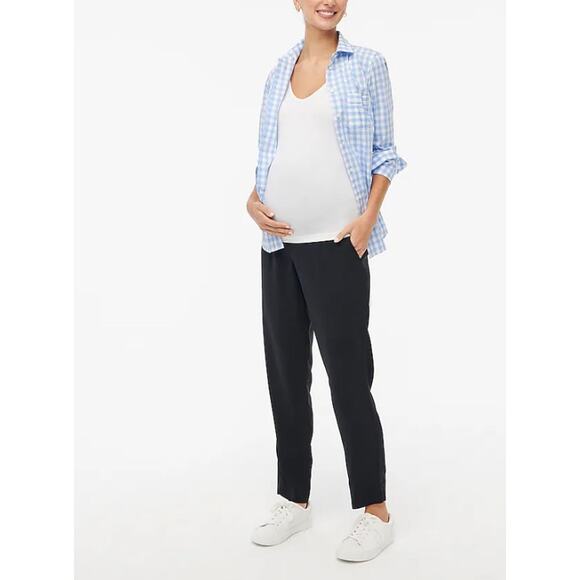 J.Crew Black Casual Pull On Jersey Crepe Maternity Jamie Cropped Pant Size 18 - Picture 1 of 11